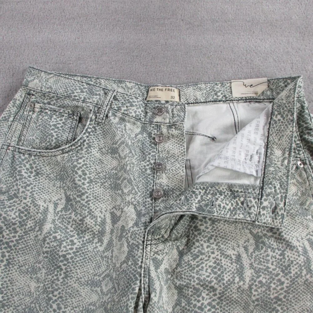 We The Free Jeans Womens 32 Snake Print Good Luck Barrel Wide Leg Pants NEW - Picture 4 of 15